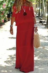 Vestido largo con hombros descubiertos "Paseando por la arena"